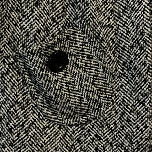XXI Women's Black White 3/4 Sleeve Lined Tweed Coat Jacket Size Small Flare Knit - Picture 5 of 11